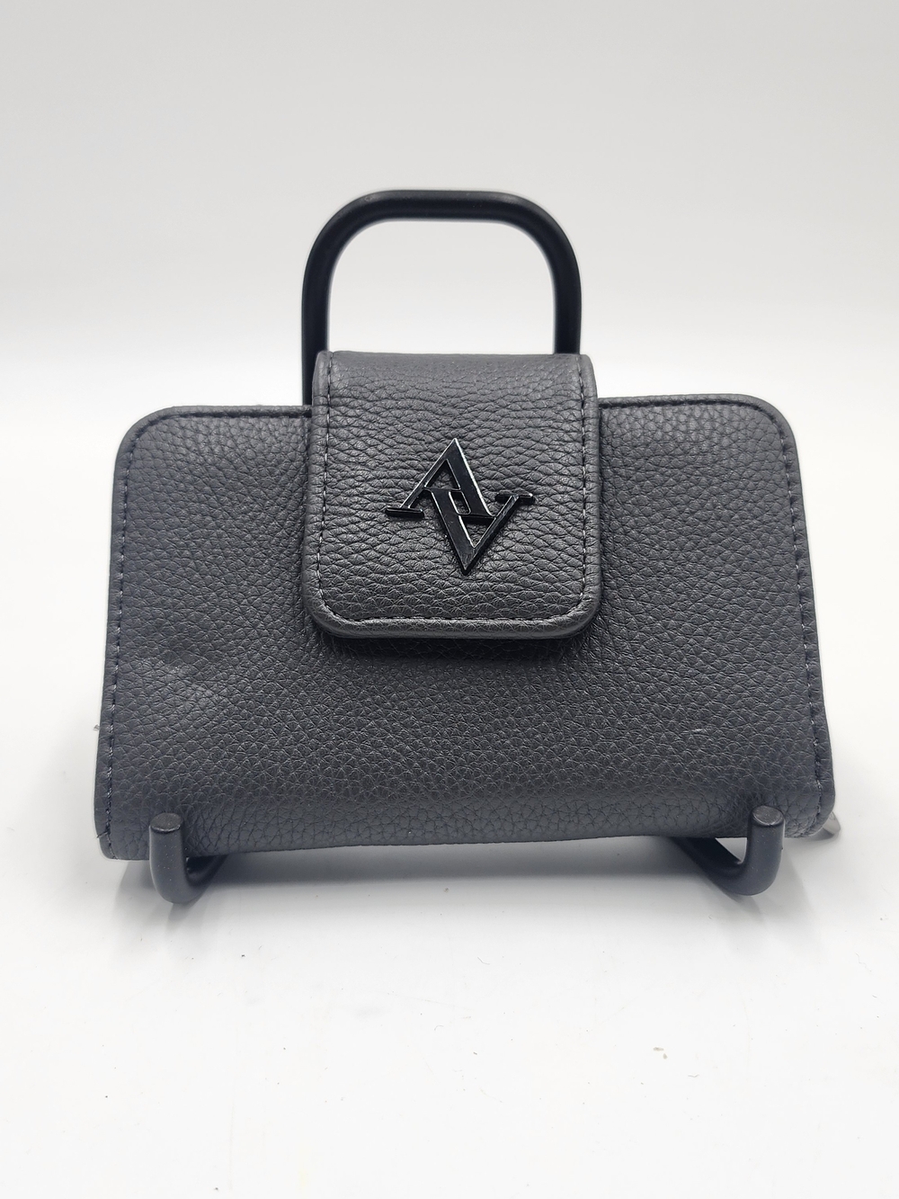 Adrienne Vittadini Studio Coin Purse Wallet Pebbled Gray Card Holder
